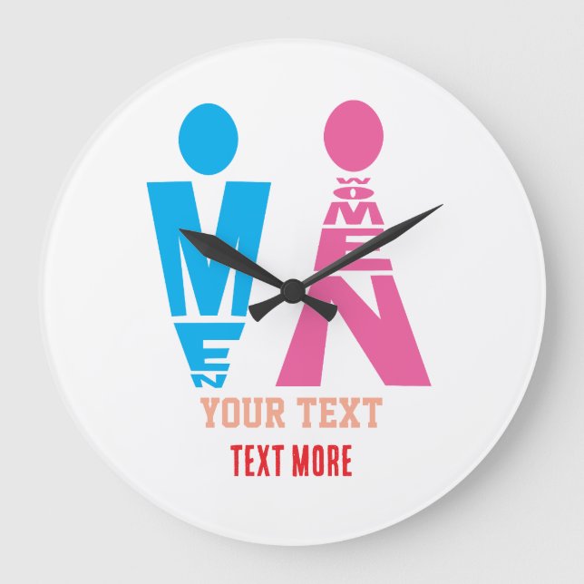 Men and Women Typography Icon Design – Bold Pink & Stor Klocka (Framsida)