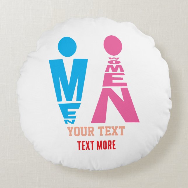 Men and Women Typography Icon Design Rund Kudde (Framsidan)