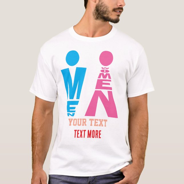 Men and Women Typography Icon Design T Shirt (Framsida)