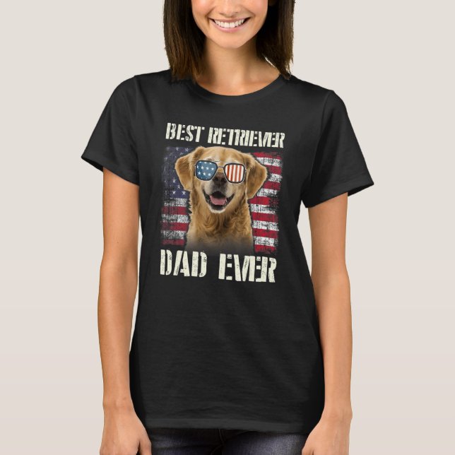Men Best Retriever Sunglasses Dad Ever American Fl T Shirt (Framsida)
