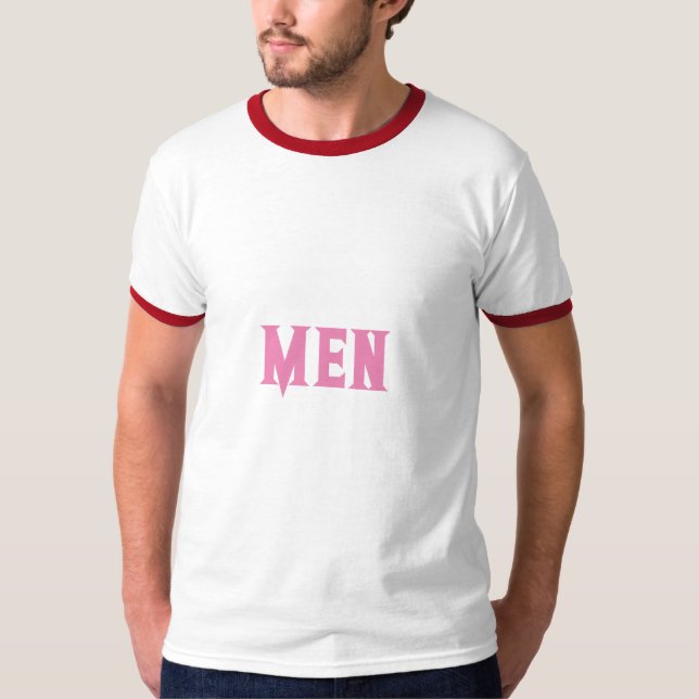 Men Custom Namn Text Rosa Färg Mäns Basic Ringer T Shirt (Framsida)