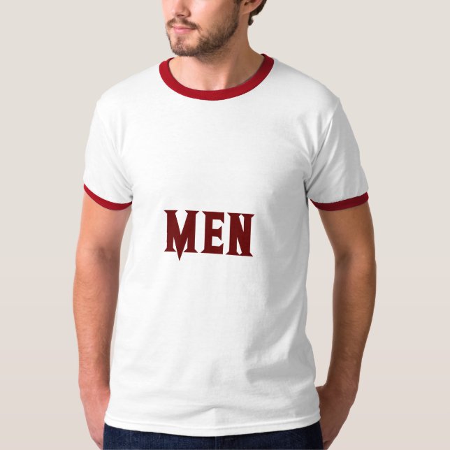 Men Custom Text Mörkröd Färg Men's Basic Ringer  T Shirt (Framsida)
