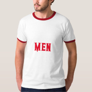 Men Custom Text Namn Röd Färg Mäns Basic Ringer T Shirt