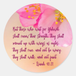 Men de som väntar på kristen Blommigt inspirerande Runt Klistermärke