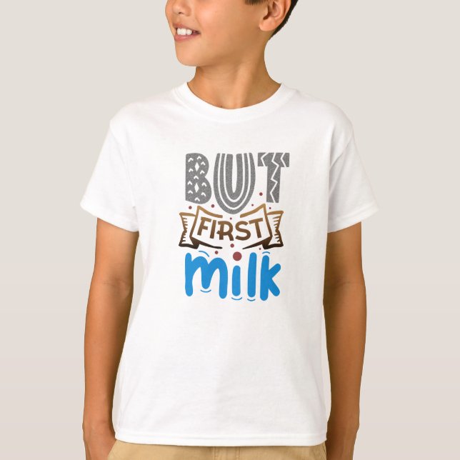 Men First Mjölk Boy T Shirt (Framsida)