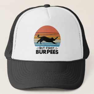 Men först, burpees Cat Owner Workout Retro Graphic Keps