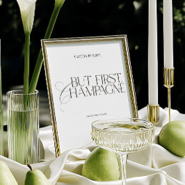 Men först Champagne Elegant bröllopsskylt