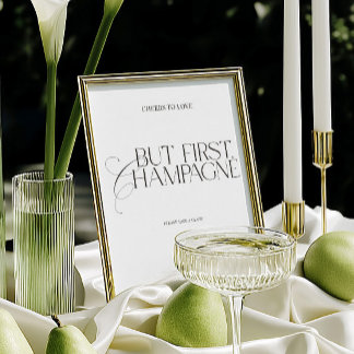 Men först Champagne Elegant bröllopsskylt
