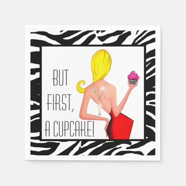 "Men först, en cupkaka!" DIVA Cocktail Napkins Pappersservett (Framsidan)