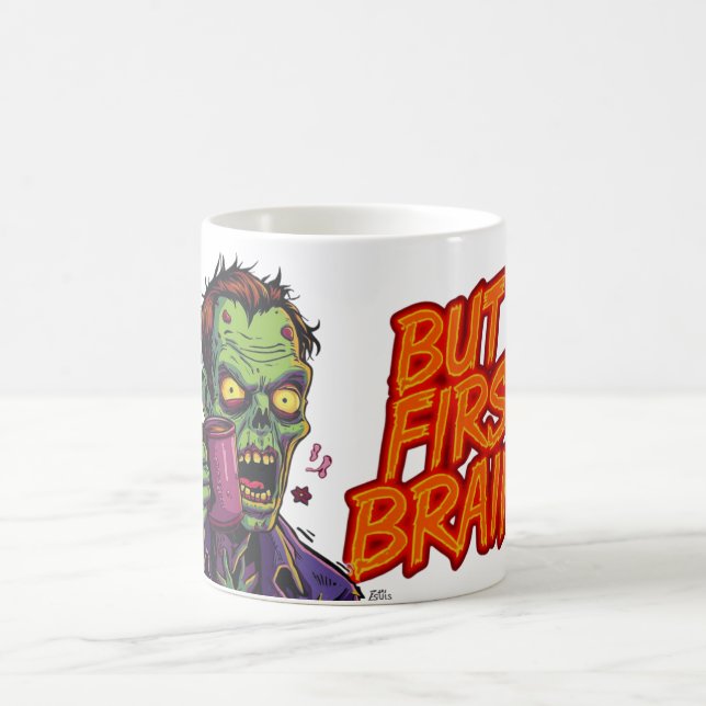Men först hjärnor Mugg | Rolig Zombie Kaffe Kopp (Center)