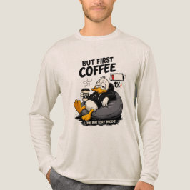 MEN FÖRST KAFFE Cozy Kaffe Grafik Långärmad T Shirt