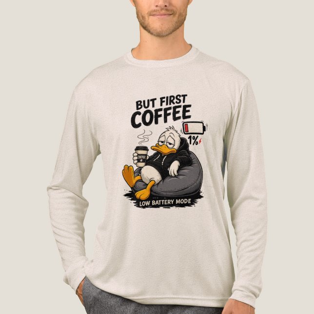 MEN FÖRST KAFFE Cozy Kaffe Grafik Långärmad T Shirt (Framsida)