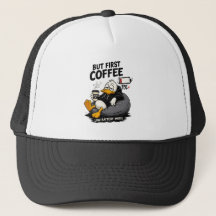 MEN FÖRST KAFFE Kaffe Humor Lastbilschaufförshatt