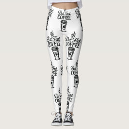 Men först kaffe Kaffe kopp Mönster Leggings