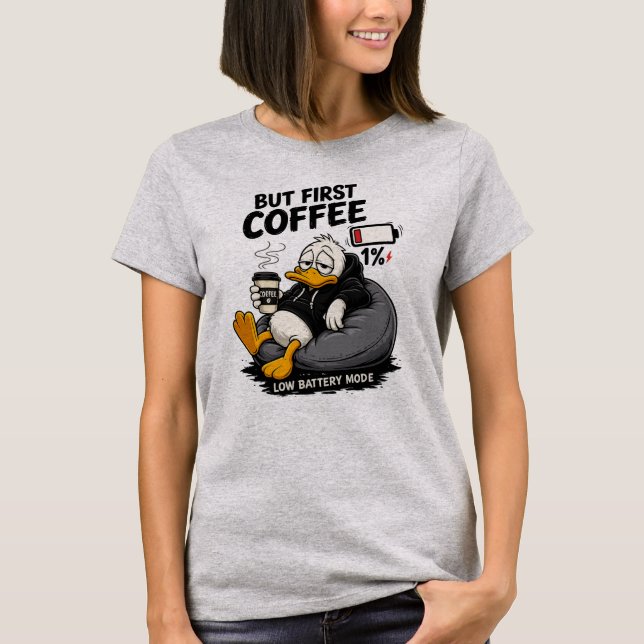 MEN FÖRST KAFFE Kaffe Tröja Sayings Tee (Framsida)