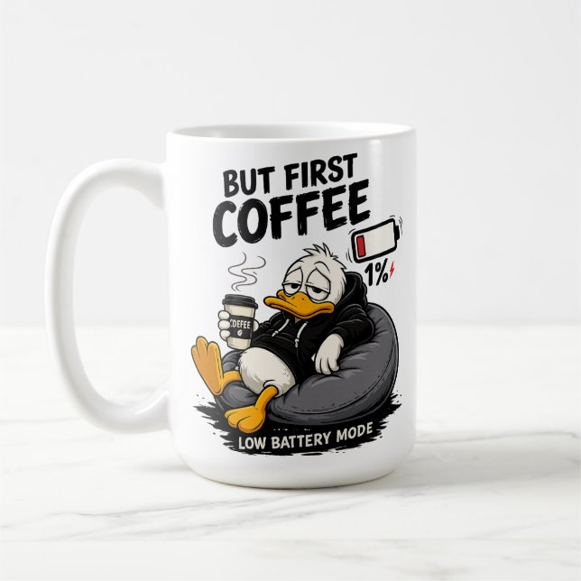 MEN FÖRST KAFFE Kaffeälskare Presentmugg Kaffemugg (Vänster)