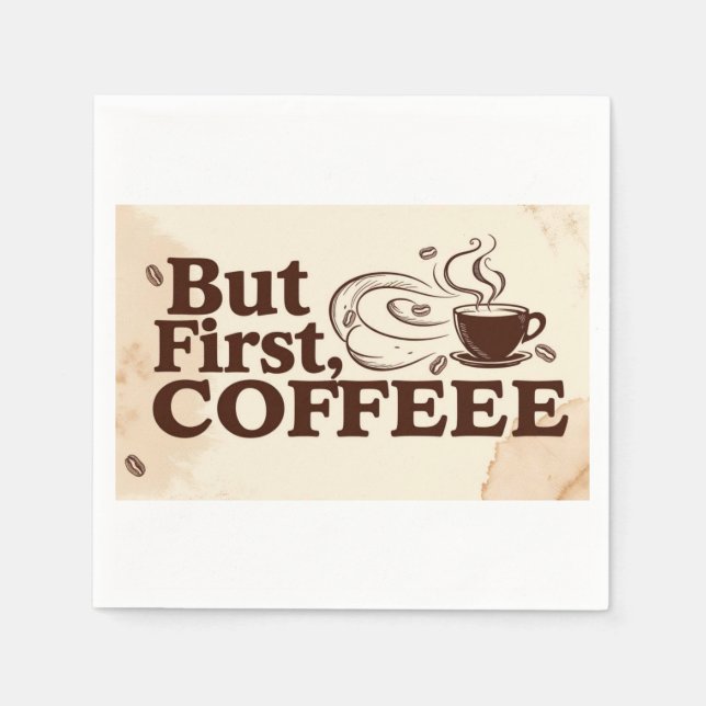 Men först kaffe, kaffebitarna pappersservetter (Framsidan)