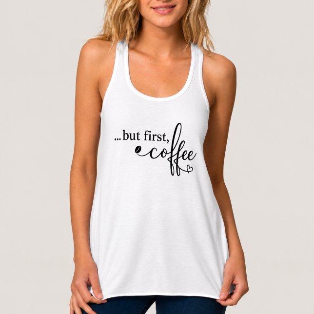 Men först kaffe kaffetanktop för kvinnor linne med racerback  (Skapare uppladdad)