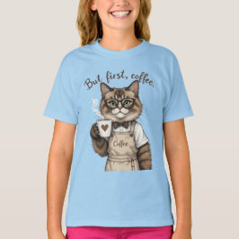 Men Först Kaffe Katt T Shirt