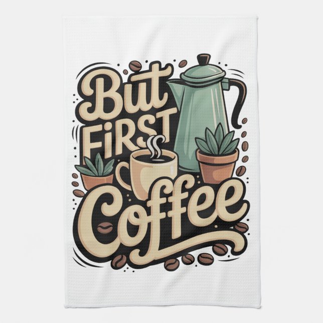 Men Först Kaffe Kökshandduk (Vertikal)