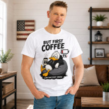 MEN FÖRST KAFFE Lågt Batteriläge Grafisk Tröja