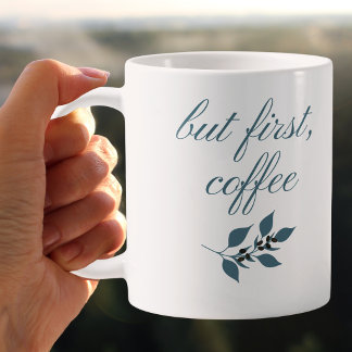Men först kaffe Minimal botanisk Citat Kaffemugg