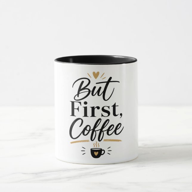 Men Först Kaffe – Minimalistisk Kaffeälskare Mugg (Center)