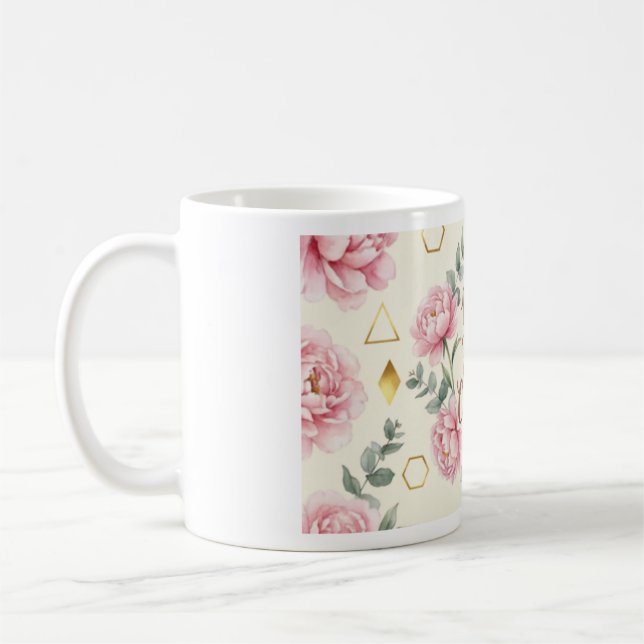Men Först Kaffe Mugg | Blommig Rosa Guld Kaffe Kop (Vänster)