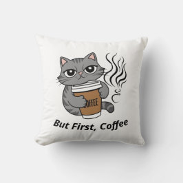 Men först, kaffe - Personlig Cat Lovers Kudde