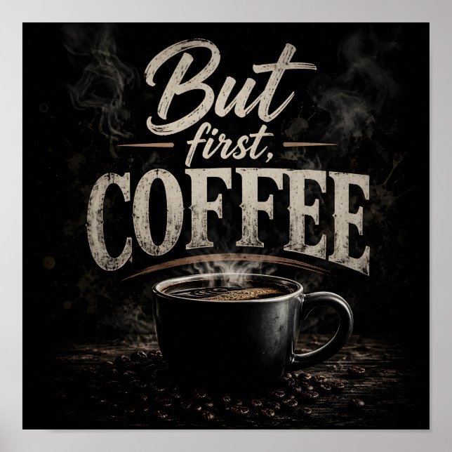 Men först kaffe poster (Framsidan)