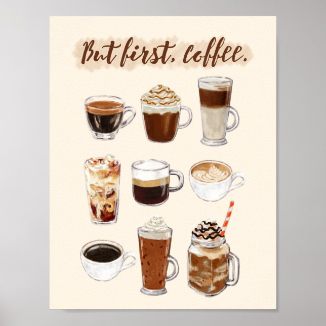"Men först, kaffe" Poster (Framsidan)