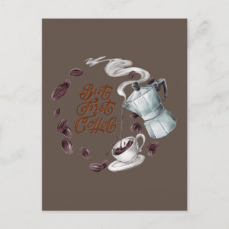 Men Först Kaffe Postkort Vykort