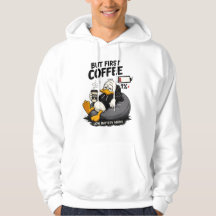 Men först kaffe Rolig kaffe Älskare Hoodie