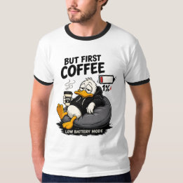 MEN FÖRST KAFFE Rolig kaffetee med ringning T Shirt