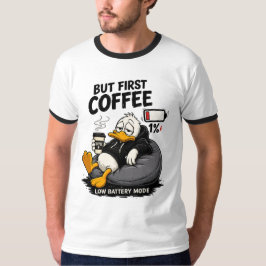 MEN FÖRST KAFFE Rolig kaffetee med ringning T Shirt