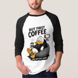 MEN FÖRST KAFFE Rolig kaffetröja med raglanärm T Shirt
