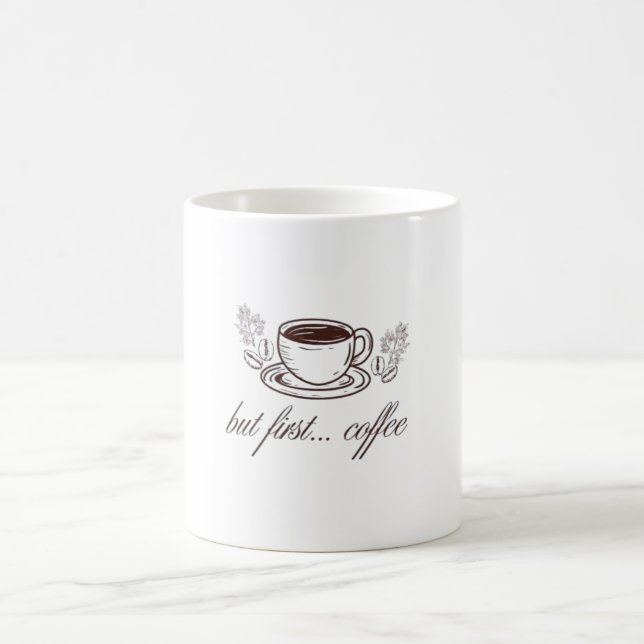 Men först...kaffe -roligt kaffe-citat kaffemugg (Center)