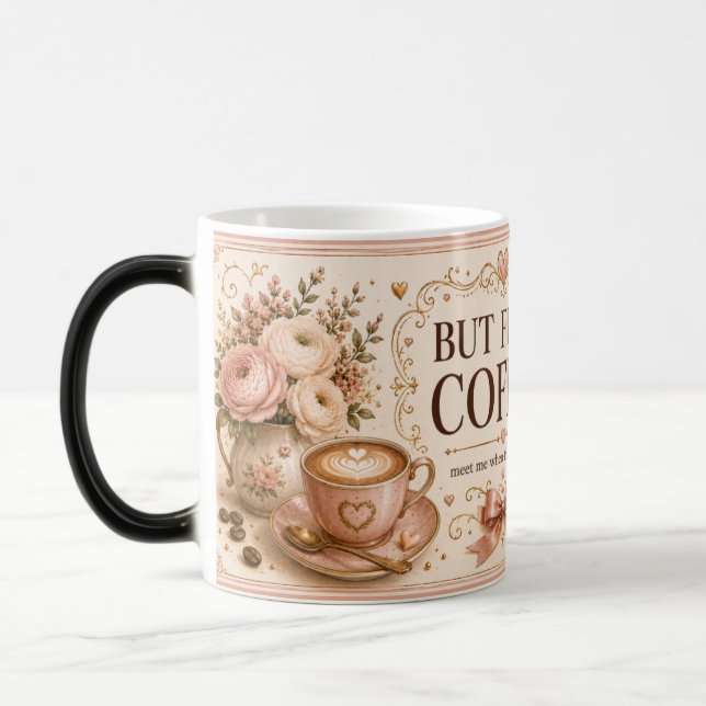 Men först, kaffe Romantisk Blush Kaffe Mugg  (Vänster)