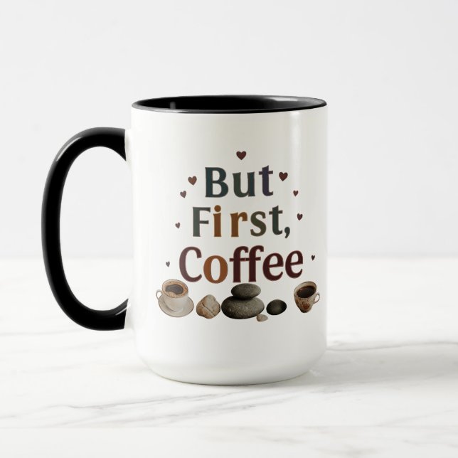 Men först, kaffe - Snyggt 15 oz Combo Mugg (Vänster)