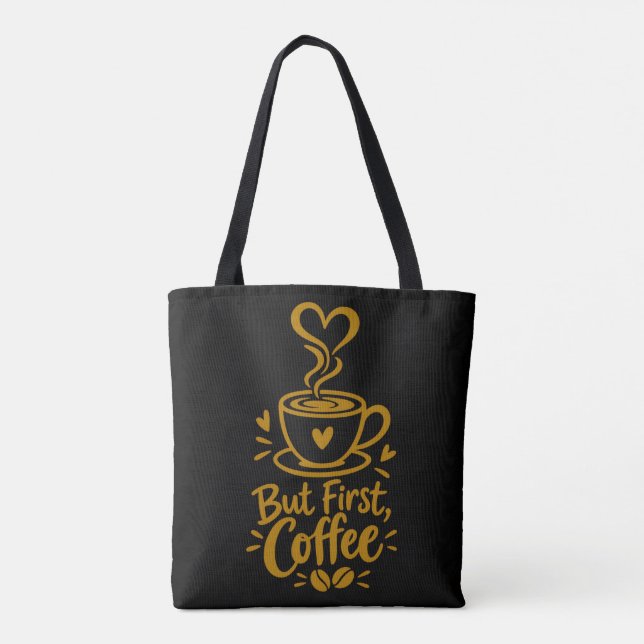Men först kaffe Söt kaffeälskare present Tygkasse (Baksida)