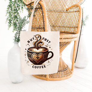 Men först kaffe – Swirl & Sparkle-handväskan Tygkasse