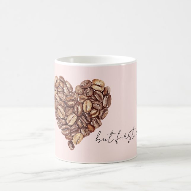 Men först kaffebönor hjärta  kaffemugg (Center)
