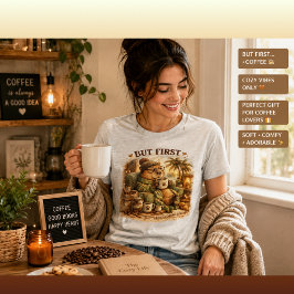 Men först kaffekapybara som läser bok Söt djurdesi T Shirt