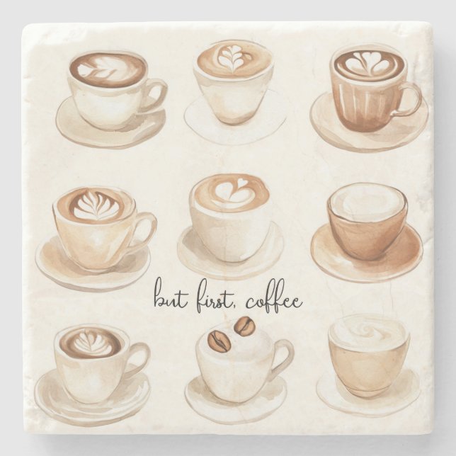 Men först, kaffekoppar stenunderlägg (Framsidan)