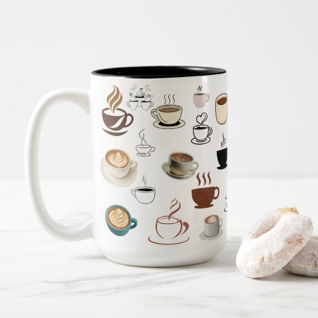 Men först, kaffemugge | Rolig keramik för kaffebit Två-Tonad Mugg (Med munk)
