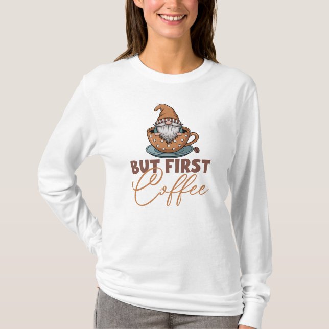 Men först kaffetomte  t shirt (Framsida)