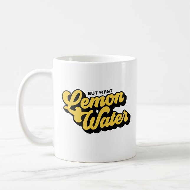 Men först Lemon Vatten Retro Stil Gult Mugg (Vänster)
