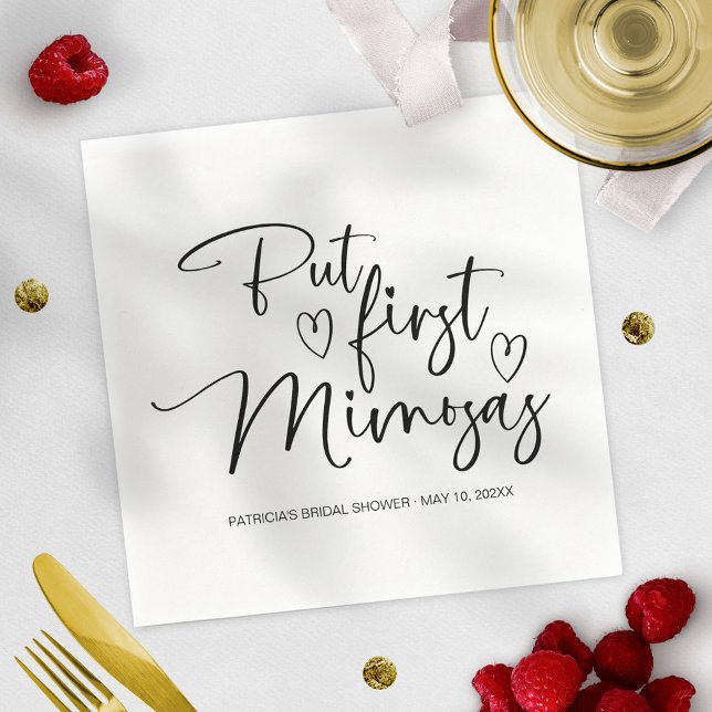 Men först Mimosa Bröllopsdusch Pappersservett (Skapare uppladdad)