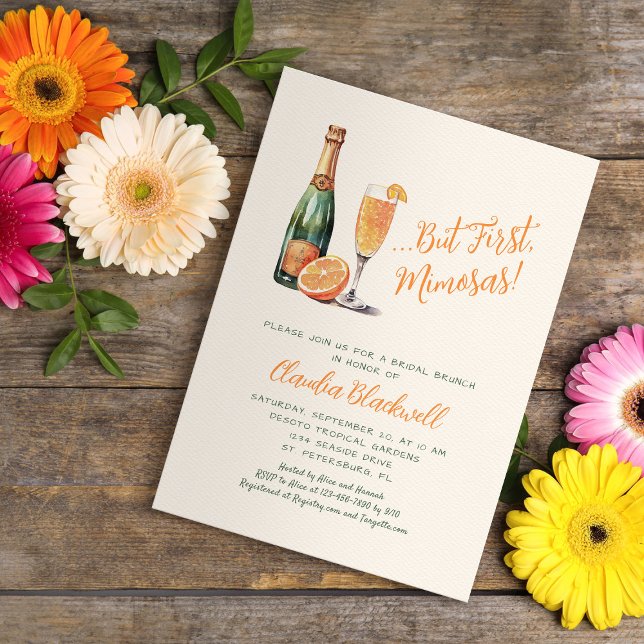Men först Mimosas Champagne-Möhippan Inbjudningar (Skapare uppladdad)