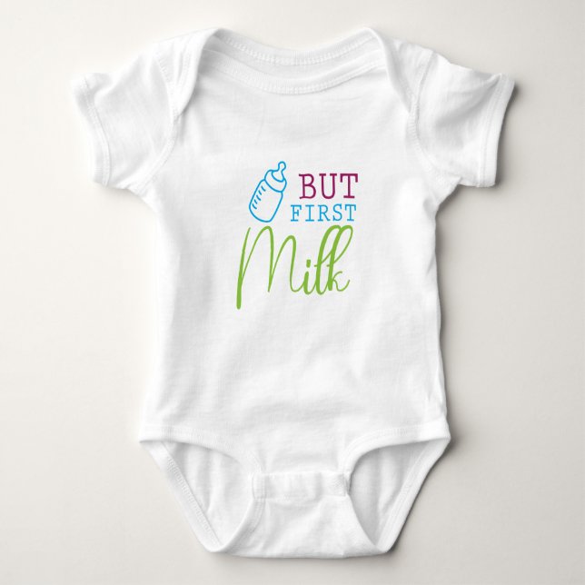 Men först mjölk Färgdesign T Shirt (Framsida)